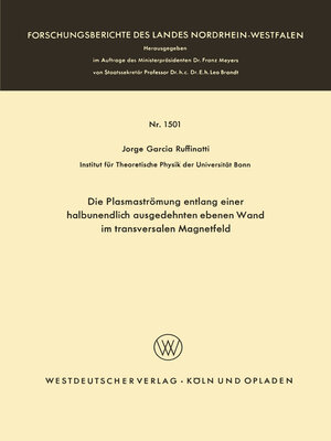 cover image of Die Plasmaströmung entlang einer halbunendlich ausgedehnten ebenen Wand im transversalen Magnetfeld